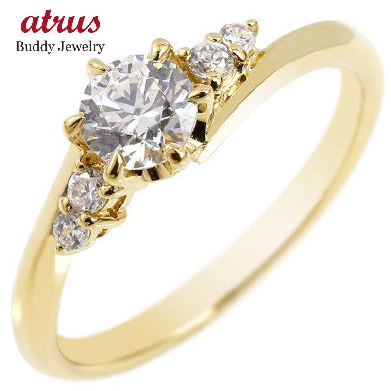 婚約指輪 18金 ダイヤモンド 一粒 大粒 0.37ct レディース ゴールド 18k エンゲージリング 指輪 イエローゴールドk18 ストレート 送料無料 人気 18k プレゼント ギフト 結婚式準備 普段使い