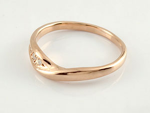 婚約指輪 エンゲージリング 18金 リング V字 プロポーズリング 指輪 ダイヤモンド ダイヤ ピンクゴールドk18 ダイヤモンド ダイヤリング ウェーブリングスリーストーン 女性 人気 18k プロポーズ ファッションリング 大人 プレゼント ギフト 普段使い