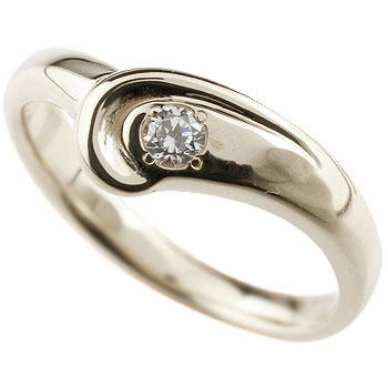 エンゲージリング 婚約指輪 ダイヤモンドリング 指輪 ダイヤ ピンキーリング ホワイトゴールドk18 18金 V字 シンプル 一粒 ウェーブリング レディース ブライダルジュエリー ウエディング 贈り物 誕生日プレゼント ギフト お返し