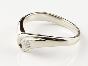 エンゲージリング 婚約指輪 ダイヤモンドリング 指輪 ダイヤ ピンキーリング ホワイトゴールドk18 18金 V字 シンプル 一粒 ウェーブリング レディース ブライダルジュエリー ウエディング 贈り物 誕生日プレゼント ギフト お返し