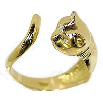 【楽天市場】18金 リング 婚約指輪 エンゲージリング 猫 指輪 ダイヤモンド ダイヤ イエローゴールドk18 ダイヤモンドダイヤリング