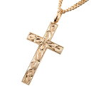 18金 ネックレス ペンダントトップ 18k ハワイアンジュエリー 喜平用 クロス ピンクゴールドK18 十字架 地金 ミル打ち 喜平チェーン 人気 ユニセック...