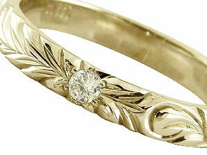 【送料無料】ハワイアンジュエリーペアリング人気結婚指輪一粒ダイヤモンドマリッジリングホワイトゴールドK18イエローゴールドK1818金k18wgk18ygダイヤ