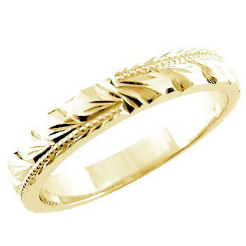 18金 リング ゴールド ハワイアンジュエリー ピンキーリング ハワイアンリング 指輪 イエローゴールドk18 k18 マイレ ハワイミル打ち 地金リング スト...