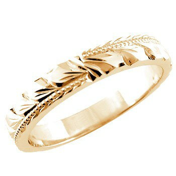 18金 リング ゴールド ハワイアンジュエリー ピンキーリング ハワイアンリング 指輪 ピンクゴールドk18 マイレ ミル打ちミル 地金リング ストレート 送料...