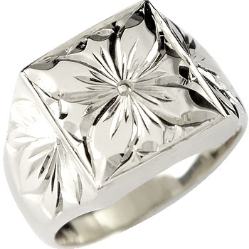 ハワイアンジュエリー ピンキーリング ハワイアンリング 指輪 プラチナ リング プルメリア 花 マイレ 葉 地金リング pt900 ストレート 送料無料 人気 ...