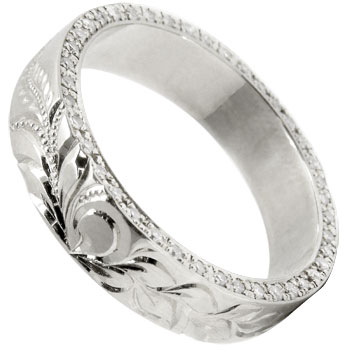 ハワイアンジュエリー ピンキーリング ハワイアンリング プラチナ ダイヤモンド リング 指輪 豪華 エタニティ ミル打ち ダイヤ ストレート 送料無料 人気 普...