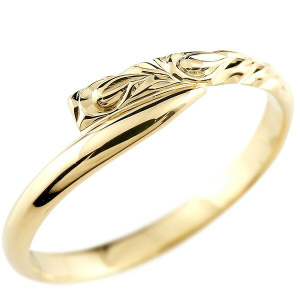 リング ハワイアンジュエリー ピンキーリング イエローゴールドk10 指輪 ハワイアンリング スパイラル 地金 k10 レディース 送料無料 人気 普段使い
