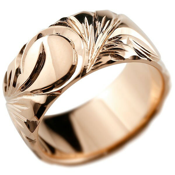 ピンキーリング ゴールド ハワイアンジュエリー ピンクゴールドk10 リング 幅広 太め ハワイアンリング 地金リング マイレ スクロール レディース ストレー...