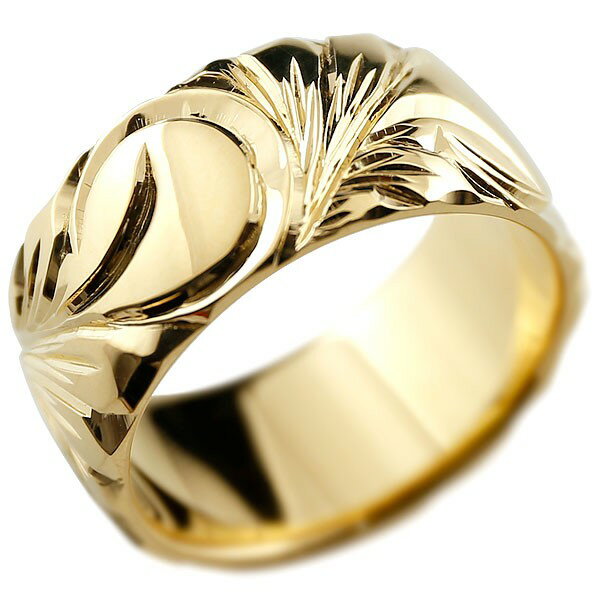 ピンキーリング ゴールド ハワイアンジュエリー イエローゴールドk10 リング 幅広 太め ハワイアンリング 地金リング マイレ スクロール レディース ストレ...