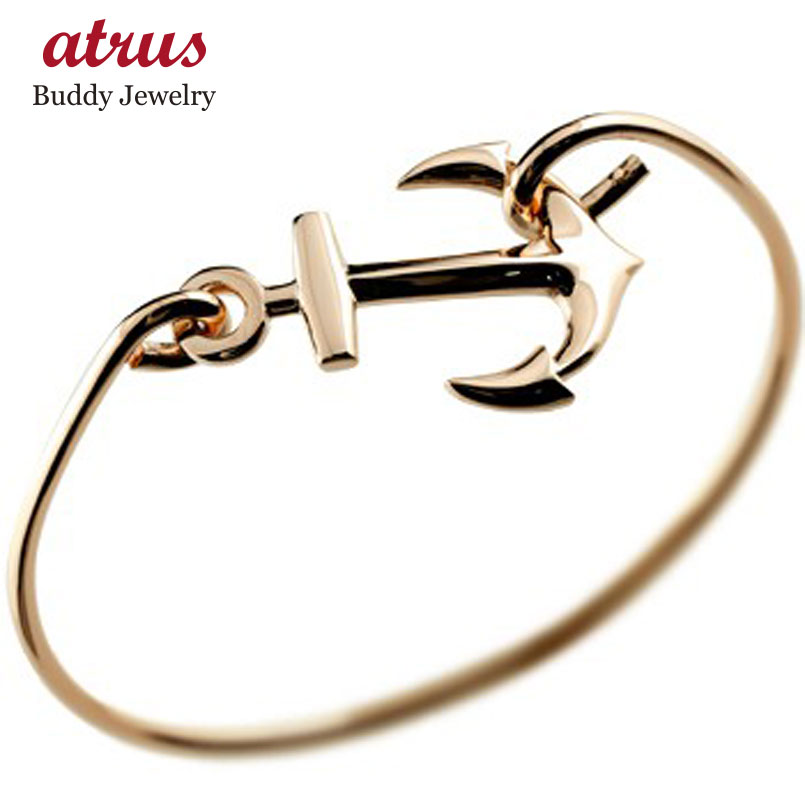 18金 ハワイアンジュエリー ブレスレット イカリ アンカー バングル ピンクゴールドk18 レディース 送料無料 18k 人気 普段使い