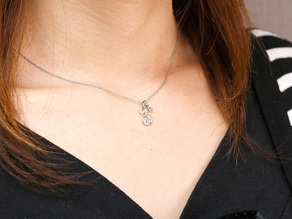 ネックレス ハワイアンジュエリー 数字 3 ピンクトルマリン トップ ペンダント シルバー ナンバー レディース チェーン 人気 10月誕生石 女性 送料無料