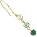 18金 ピアス 18k 揺れる 片耳 エメラルド ペリドット キュービックジルコニア フックピアス イエローゴールドk18 宝石 揺れるピアス 送料無料 ユニセ...