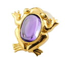 18金 ピアス 18k 片耳 カエル アメジスト 蛙 スタッドピアス イエローゴールドk18 2月誕生石 宝石 送料無料 ユニセックス 男女兼用 人気 普段使い