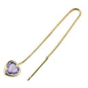 18金 ピアス 18k 片耳 ハート ロングピアス アメジスト イエローゴールドk18 宝石 送料無料 ユニセックス 男女兼用 人気 普段使い