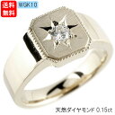 10金 リング ダイヤモンド ホワイトゴールドk10 印台 指輪 シグネットリング ダイヤ 一粒 ダイヤモンドリング ストレート ユニセックス 男女兼用 人気