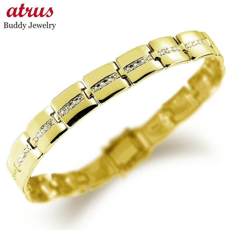 18金 ブレスレット ダイヤモンド ゴールド K18 バングル 太め イエローゴールド 男女兼用 ユニセックス ジュエリー 大粒ダイヤ 宝石 天然石 シンプル ...