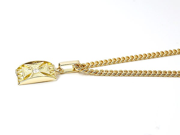 ジュエリー工房アトラスの【10%OFFクーポンセール】 イエローゴールドk18 メンズ 18金 ペンダントトップ 18k 喜平用 喜平 ダイヤモンド アイアンクロス 十字架 盾 一粒 コントラッド 東京 ネックレス ペンダント｜アングル2