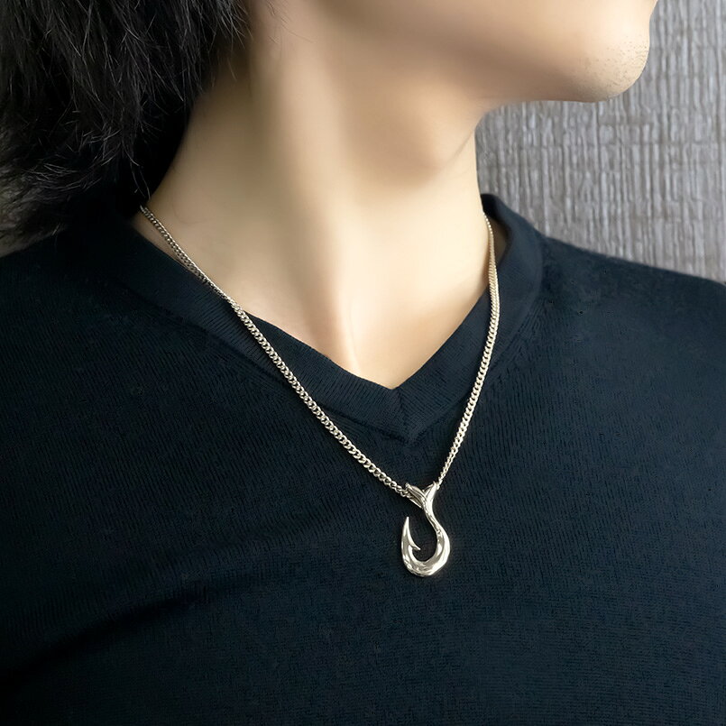 ジュエリー工房アトラスの【10%OFFクーポンセール】 プラチナ ペンダントトップ メンズ 喜平用 喜平 フィッシュフック ホエールテール 釣り針 マリン系 地金 pt900 チェーン ネックレス スタンダード｜アングル2