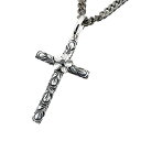 ネックレス メンズ ハワイアンジュエリー 喜平用 クロス キュービックジルコニア シルバー プルメリア ペンダントトップ いぶし仕上げ チェーン 十字架 人気 ...