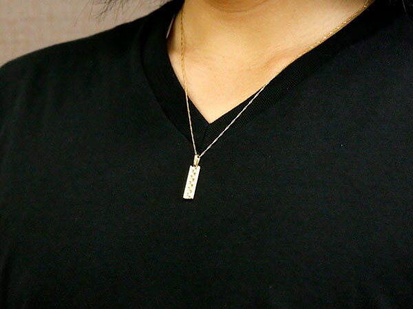 10金 ペンダントトップ ネックレス メンズ バー イエローゴールドk10 チェスパターン 地金 シンプル ホーニング加工 つや消し トレジャーハンター 人気 男性