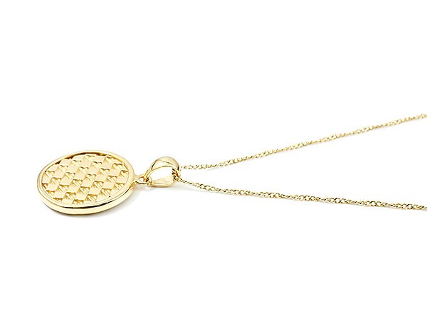 18金 ネックレス ペンダントトップ メンズ コイン ゴールド 18k イエローゴールドk18 チェスパターン 地金 シンプル 男性 ホーニング加工 つや消し 人気 男性 プレゼント