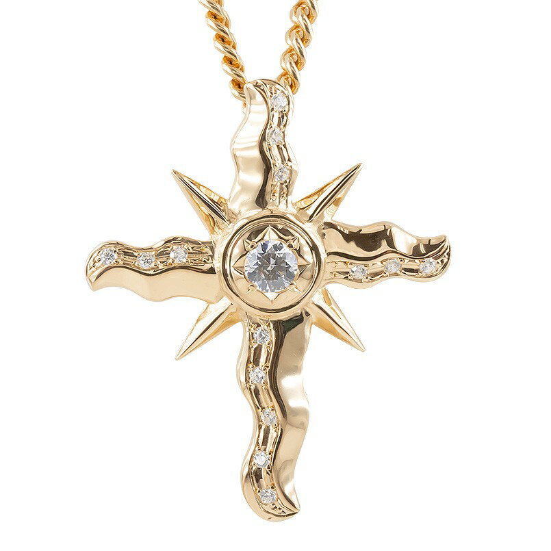 ネックレス メンズ 10金 ペンダントトップ 喜平用 キュービックジルコニア 太陽 クロス ゴールド 10k ピンクゴールドk10 十字架 喜平 人気 男性 ペンダント プレゼント ギフト