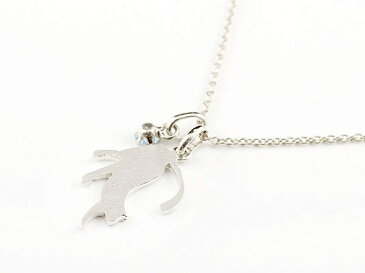 ネックレス 猫 ネックレス ブルートパーズ 一粒 ペンダント トップ ホワイトゴールドk18 ネコ ねこ 11月誕生石 18金 チェーン 人気 宝石 青い宝石 の 送料無料 LGBTQ ユニセックス 男女兼用