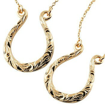 18金 ネックレス メンズ ハワイアンジュエリー ペア ゴールド 18k ペンダントトップ 馬蹄 ピンクゴールドk18 ホースシュー チェーン 蹄鉄 バテイ 男...