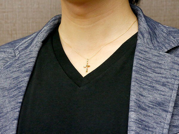 ネックレス トップ メンズ クロス イエローゴールドK18 ペンダント 十字架 シンプル 18金 男性用 地金 風 人気 送料無料