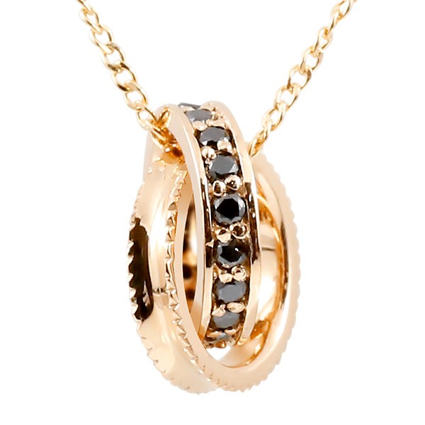 ネックレス メンズ 10k ペンダント 10金 ブラックダイヤモンド ネックレス ピンクゴールドk10 ダイヤリング ネックレス ミル打ち エタニティー チェーン 男性 スタンダード プレゼント ギフト 人気