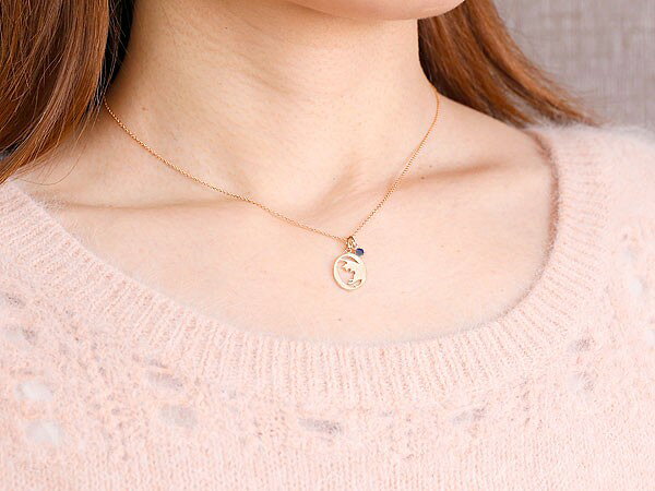 メール便無料 18金 ネックレス メンズ イニシャル ネーム O 猫 サファイア ピンクゴールドk18 ペンダント トップ アルファベット ネコ ねこ チェーン 人気 青い宝石 の 送料無料 名入れ料込 メンズジュエリー アクセサリージュエリー アクセサリー Insolite Guadeloupe