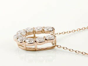 メンズ 馬蹄 ネックレス ダイヤモンド ペンダント ピンクゴールドk10 ホースシュー 蹄鉄 ダイヤ 1.00ct 10金 チェーンバテイ 男性用 送料無料