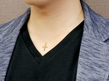 新作 メンズ ネックレス クロス イエローゴールドK10 ペンダント 十字架 シンプル 10金 男性用 地金 大地 人気 エンゲージリングのお返し