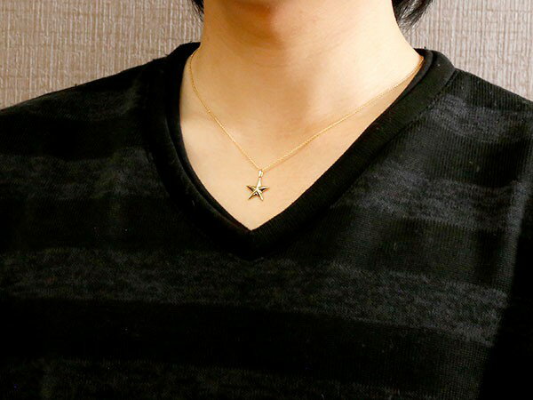 18金 ネックレス 18k ゴールド 星 イエローゴールドK18 ペンダントトップ スター チェーン 地金 ユニセックス 2