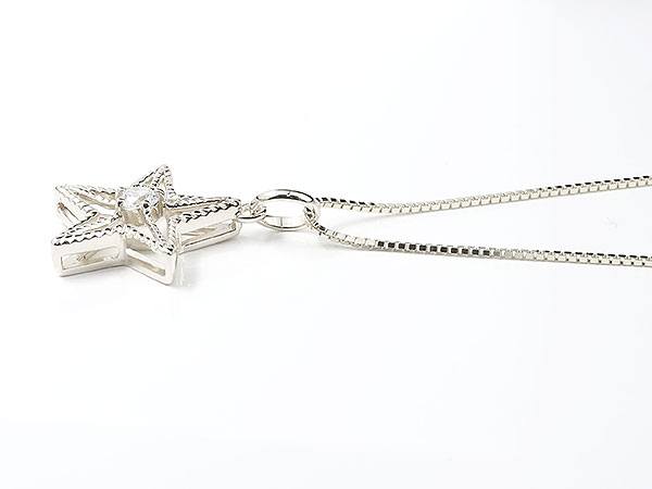 ネックレス ペンダントトップ メンズ シルバー キュービックジルコニア 星 一粒 大粒 sv925 チェーン スター トレジャーハンター