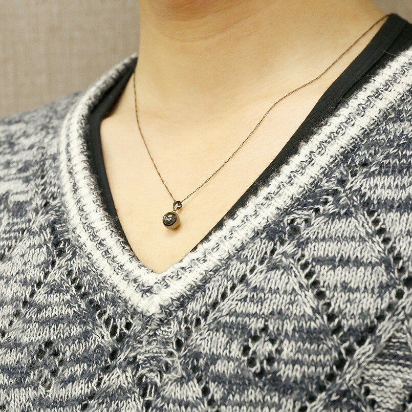 18金 ペンダント ネックレス メンズ イエローゴールドk18 ブラックメッキ 丸玉 ペンダントトップ 地金 シンプル トレジャーハンター 人気 男性 18k プレゼント