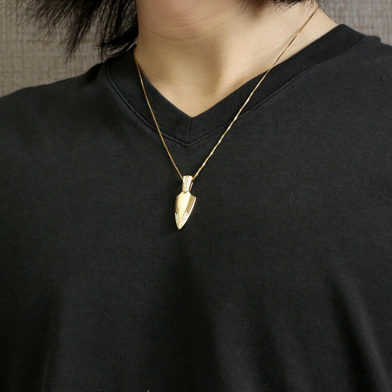 2年保証 18金 18k ネックレス キュービックジルコニア イエローゴールドk18 やじり ペンダント トップ アローヘッド ベネチアンチェーン つや消し 矢じり の 送料無料 Lgbtq ユニセックス 男女兼用 取り寄せ品 男女兼用アクセサリージュエリー アクセサリー Insolite