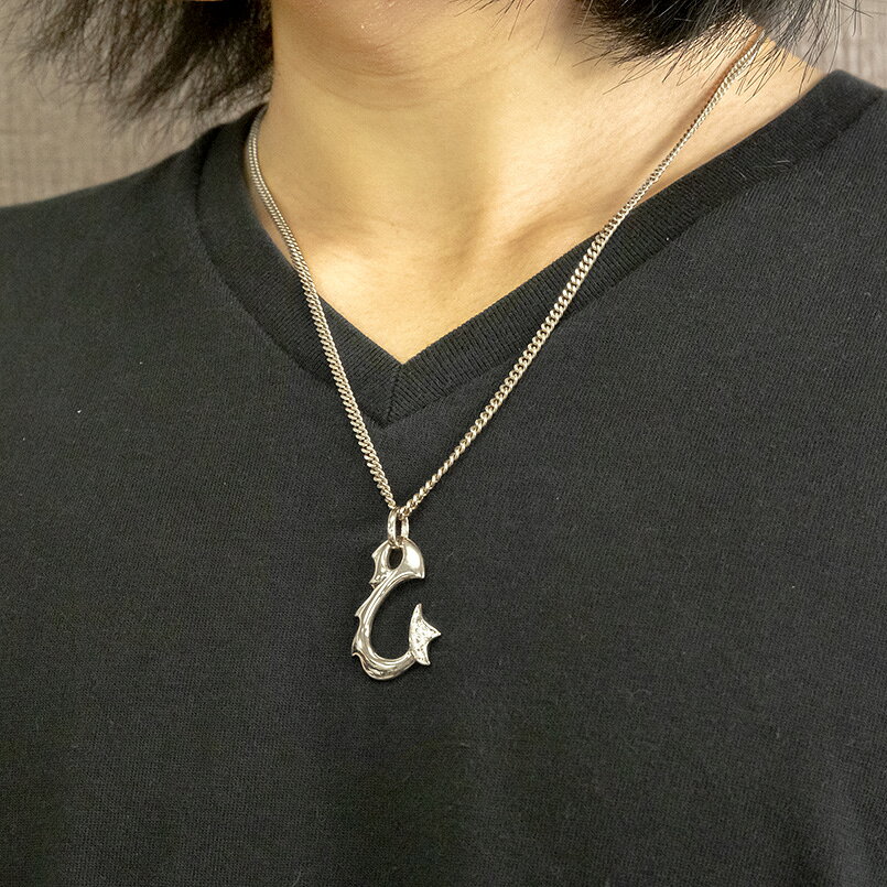 ジュエリー工房アトラスの【10%OFFクーポンセール】 ネックレス 喜平用 ダイヤモンド シルバー925 フィッシュフック 釣り針 マリン系 sv925 チェーン ユニセックス｜アングル2