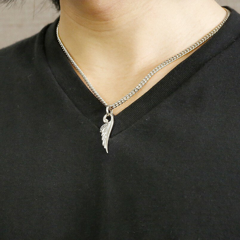 ジュエリー工房アトラスの【10%OFFクーポンセール】 プラチナ ペンダントトップ ネックレス 喜平用 ブラックダイヤモンド 羽根 pt900 チェーン キヘイ 天使 エンジェル 羽 フェザーネックレス ユニセックス｜アングル2