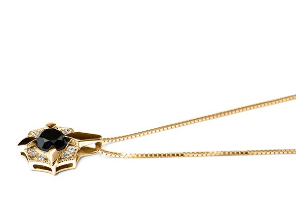 [10% descuento cupón rebaja] Collar superior colgante 10k negro diamante rosa oro k10 mil escudo unisex — vista 3