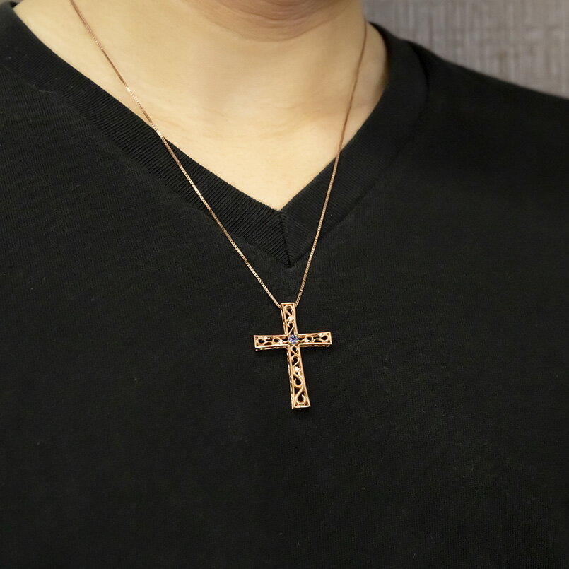 激安ブランド 18金 18k ネックレス メンズ アメジスト ダイヤモンド ピンクゴールドk18 クロス ペンダント トップ 人気 チェーン 男性用 十字架 透かし の 楽天カード分割 Www Scolinea Hu