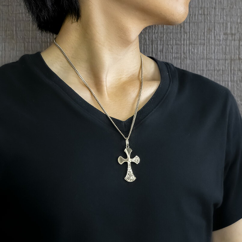 【10%OFFクーポンセール】 シルバー ペンダントトップ メンズ クロス ダイヤモンド...