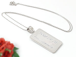 プラチナ ネックレス メンズ 人気 文字入れ 刻印 ペンダントトップ プレート ネームプレート 男性 送料無料 スタンダード プレゼント ギフト 普段使い