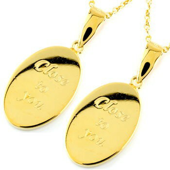 18金 ネックレス メンズ ペンダントトップ ペア プレート イエローゴールドk18 オーバル 楕円形 ネームプレート オーダー 文字 刻印 チェーン 人気 カ...