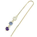 18金 ピアス 片耳 タンザナイト ロングピアス アメリカンピアス イエローゴールドk18 チェーン タッセル フリンジ 宝石 ゆれるピアス 送料無料 ユニセッ...