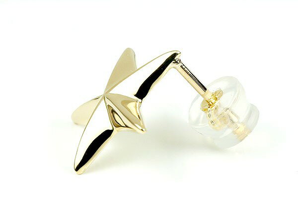 ジュエリー工房アトラスのユニセックス 18金 ピアス 星 イエローゴールドK18 地金 シンプル スター スタッド 18k 人気 男女兼用｜アングル3