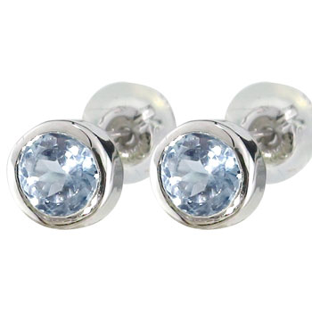 【ポイント10倍 セール 2月4日 20時〜】プラチナ ピアス メンズ サンタマリアアクアマリンピアス ピアス スタッドピアス 3月誕生石 男性用 宝石 青い宝石 送料無料