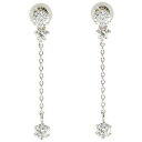 プラチナ ピアス ダイヤモンド ダイヤ ロングピアス スリーストーン トリロジー 揺れる 天然石 チェーン タッセル フリンジ の 送料無料 ユニセックス 男女...