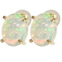 ユニセックス 18金 ピアス オパール ピアス イエローゴールドk18 天然石 宝石 送料無料 18k ピアス 10月誕生石 人気 普段使い 男女兼用